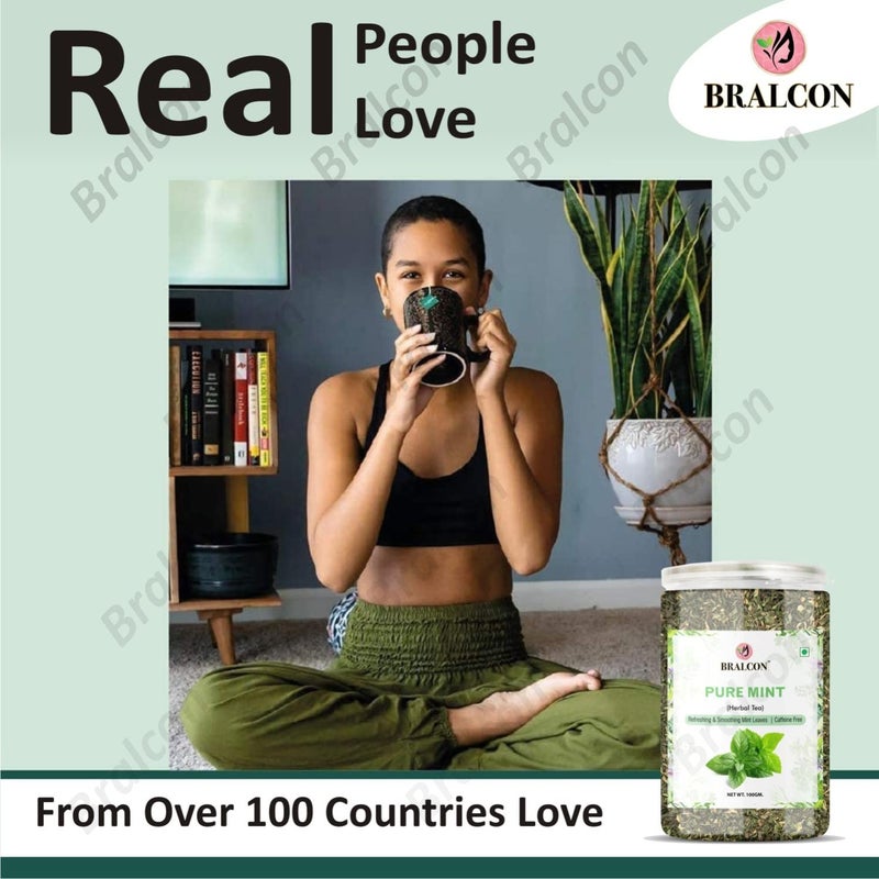 BRALCON Organic Mint Herbal Tea - 100g | 100% Pure & Natural Spearmint Herbal Green Tea for Stress Relief & Digestion - Image 5