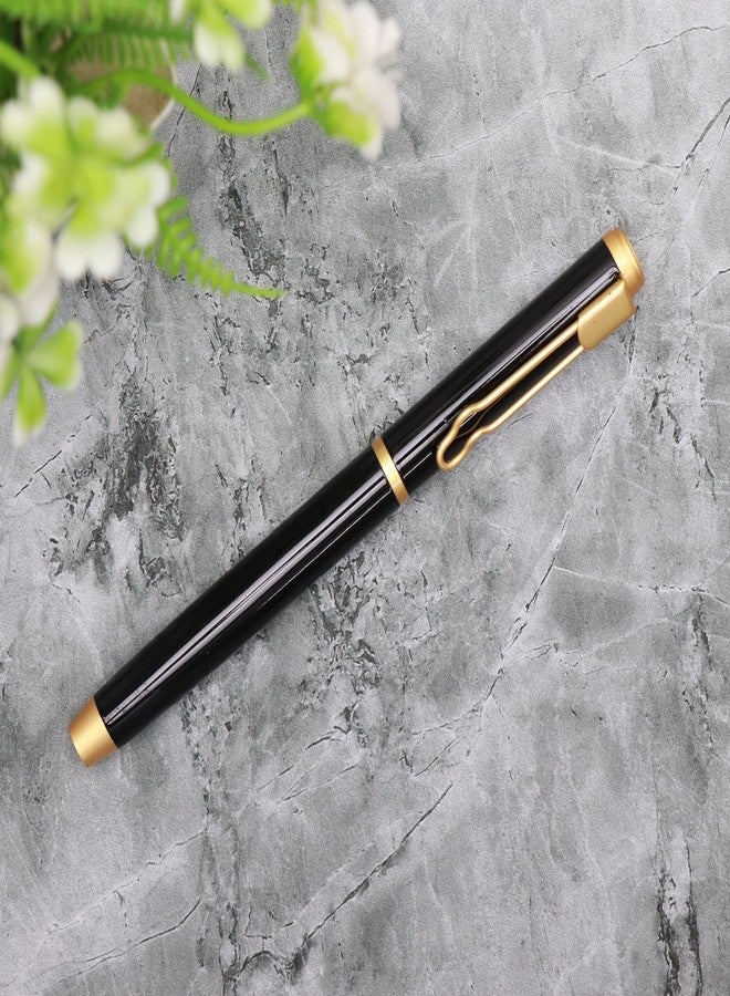 CrownLit Premium Metal Pen with Rollar Gel, Magnetic Cap, Black and Gold and Smooth Experience - Image 4