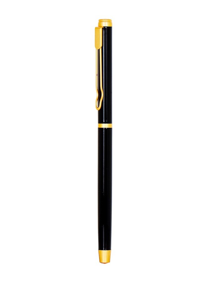 CrownLit Premium Metal Pen with Rollar Gel, Magnetic Cap, Black and Gold and Smooth Experience - Image 1