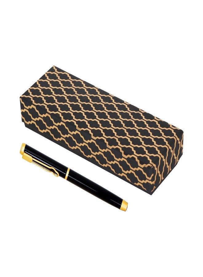 CrownLit Premium Metal Pen with Rollar Gel, Magnetic Cap, Black and Gold and Smooth Experience - Image 3