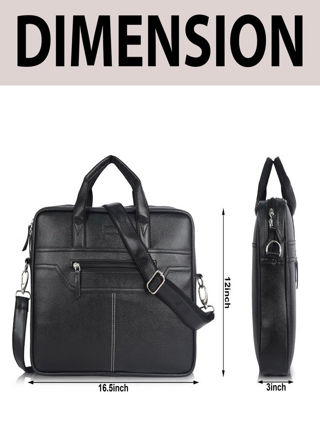 SAULT Vegan Leather Classic Executive Laptop Bag | Premium Office Briefcase with Adjustable Shoulder Strap | Fits Up to 15.6-Inch Laptop For Unisex - Image 5