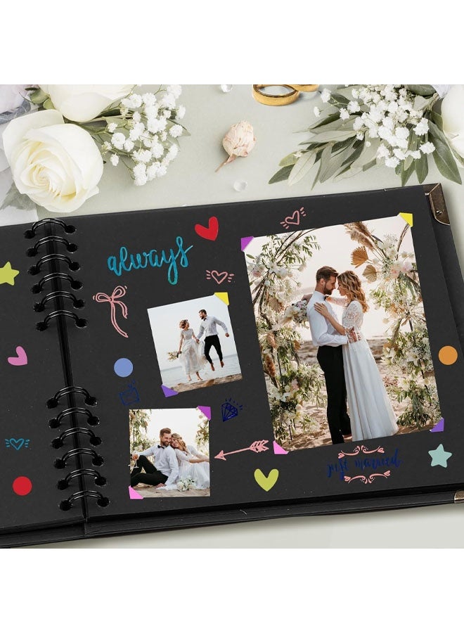 ألبوم قصاصات ورقية 20 صفحة (8 × 8 بوصة) من ورق كرافت أسود سميك 250 جرامًا لكل متر مربع، واقيات الزوايا - سجل قصاصات ورقية، إغلاق بشريط - مثالي لألبومات قصاصات الورق الخاصة بك ومشروعات الفنون والحرف اليدوية - Image 5