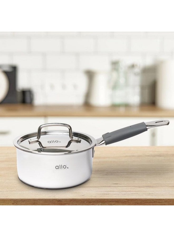 Allo Triply Stainless Steel Sauce TriPly Tea Pan/MilkPan, For Chai/Boil/Warm/Herb-Spice-Infusion, Heat Resist Handle with Lid Induction Friendly Naturally Non-Stick,10 Years Warranty, 18cm, 2.3 litres - Image 5
