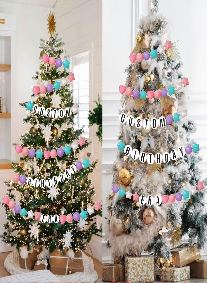 STARBOLO 84 Pcs DIY Giant Friendship Bracelet Birthday Banner in My Birthday Era Banner Famous Singer Customizable Banner Garland Decor Foam Circles Ball Plastic Balls DIY Supplies (Pink Purple Blue Color) - Image 2