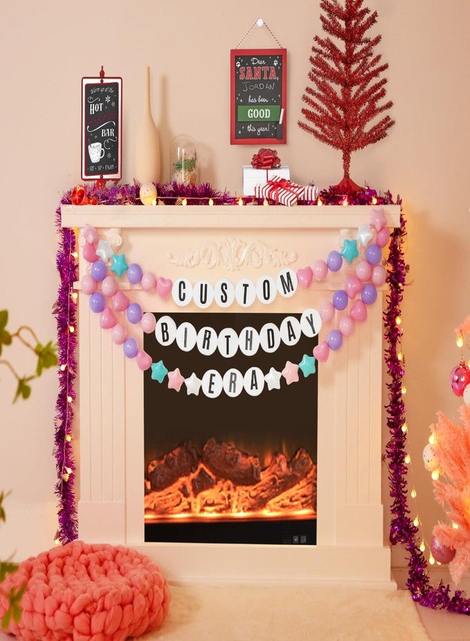 STARBOLO 84 Pcs DIY Giant Friendship Bracelet Birthday Banner in My Birthday Era Banner Famous Singer Customizable Banner Garland Decor Foam Circles Ball Plastic Balls DIY Supplies (Pink Purple Blue Color) - Image 3