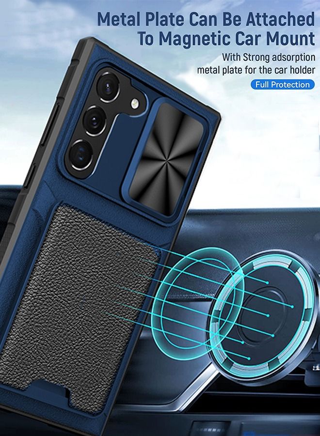 جرويك جراب محفظة مصمم لهاتف Samsung Galaxy S23 Plus مقاس 6.6 بوصة، قابل للفصل 2 في 1 مع فتحة بطاقة وغطاء كاميرا منزلقة حماية عسكرية شديدة التحمل مقاوم للصدمات - Image 2