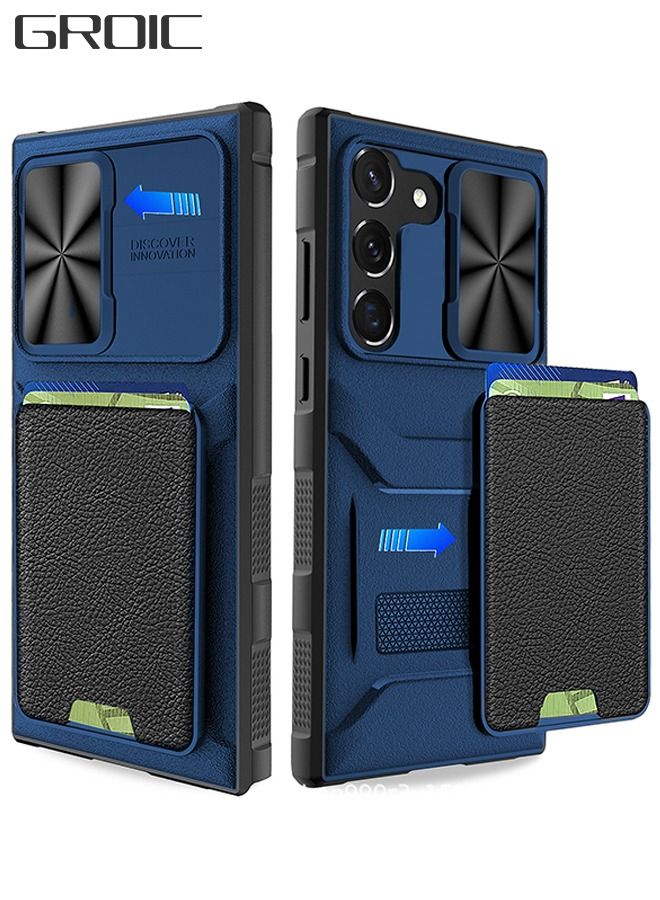 جرويك جراب محفظة مصمم لهاتف Samsung Galaxy S23 Plus مقاس 6.6 بوصة، قابل للفصل 2 في 1 مع فتحة بطاقة وغطاء كاميرا منزلقة حماية عسكرية شديدة التحمل مقاوم للصدمات - Image 1