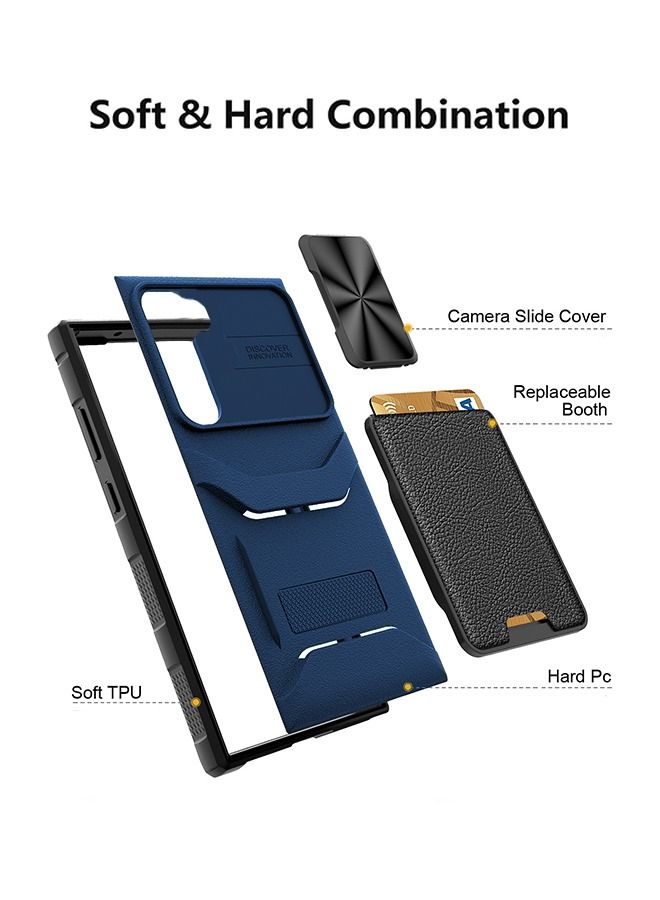 جرويك جراب محفظة مصمم لهاتف Samsung Galaxy S23 Plus مقاس 6.6 بوصة، قابل للفصل 2 في 1 مع فتحة بطاقة وغطاء كاميرا منزلقة حماية عسكرية شديدة التحمل مقاوم للصدمات - Image 5
