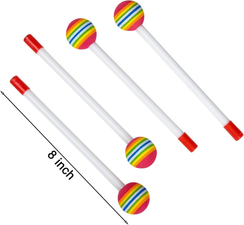 Mihey 10 قطع عصي طبول للأطفال عصي لولي بوب قوس قزح رأس إسفنجي ناعم لعبة إيقاعية - Image 3