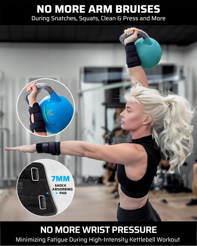 THEFITGUY حراس المعصم والساعد من كيتل بيل | 7 مم امتصاص الصدمات من النيوبرين | أحزمة قابلة للتعديل لتناسب آمن | حماية خفيفة الوزن ودائمة لتدريب كيتل بيل (زوج) - Image 2