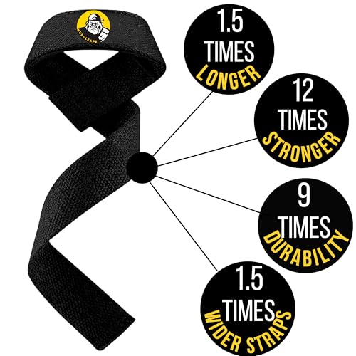 Muscleape Weight Lifting Straps & Wrist Supporter Wraps. Gym Accessories Men & Women. Wrist Strap For Gym With Wrist Support.Deadlift Strap Weightlifting Straps For Grip Gym Bumbble Bee Colour. - Image 3