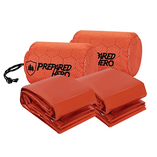 Prepared Hero Survival Bag - 2 Pack - Emergency Sleeping Bag, Thermal Bivy Sack for Camping, Hiking, Outdoor. Lightweight, Portable, Survival Shelter. - Image 1