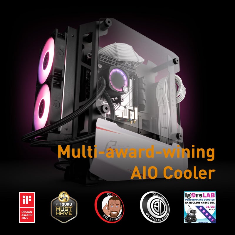 EKWB 360mm EK-Nucleus CR360 Lux D-RGB Intel/AMD CPU Liquid Cooler - Image 3