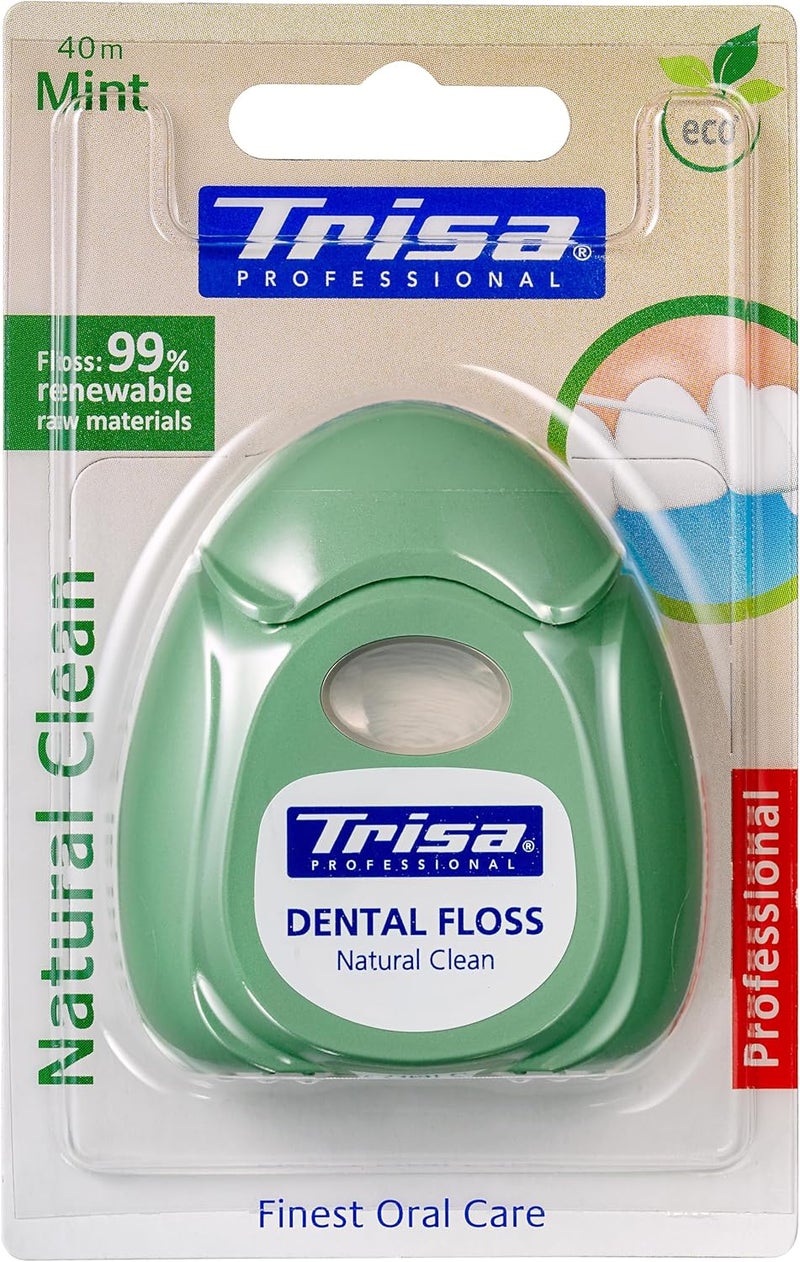 TRISA خيط الأسنان الطبيعي النظيف الاحترافي من تريزا - 40م نعناع، 99% مواد خام متجددة - Image 1