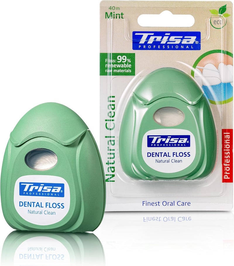 TRISA خيط الأسنان الطبيعي النظيف الاحترافي من تريزا - 40م نعناع، 99% مواد خام متجددة - Image 2