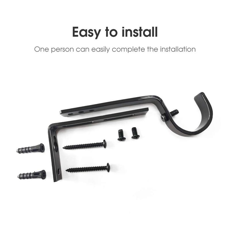 IHRDNNR Curtain Rod Brackets Heavy Duty Drapery Hardware Adjustable Curtain Rod Holders Black for 7/8 or 1 Inch Rods, Set of 3 (Black, fits rods up to 1 inch) - Image 3