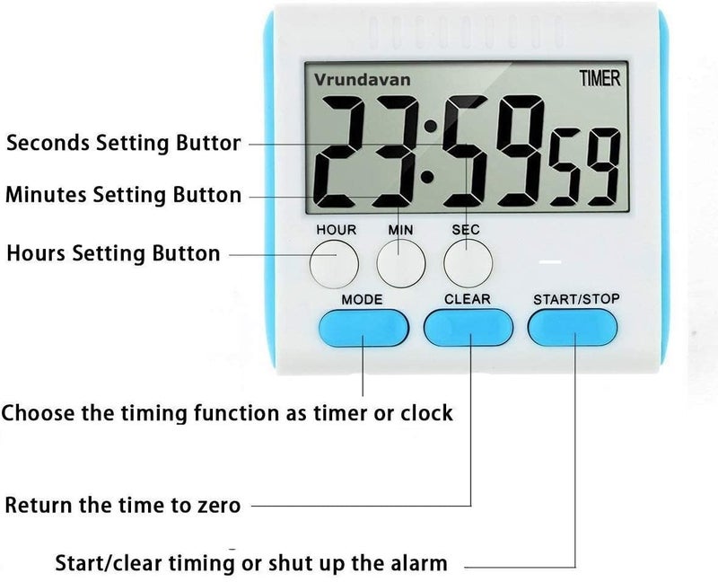 Nathgra Multi-Function Electronic Alarm Clock Timer with Flashing Light,Dual-Purpose Stopwatch time Management Reminds,Learning Cooking Countdown, Laboratory Timer (Black) - Image 4