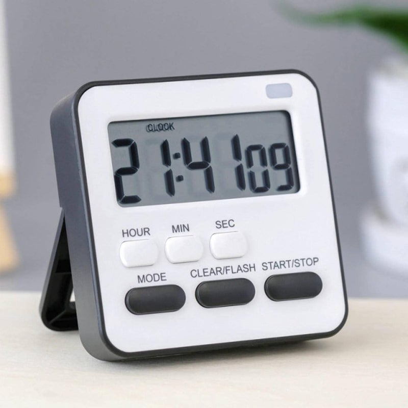 Nathgra Multi-Function Electronic Alarm Clock Timer with Flashing Light,Dual-Purpose Stopwatch time Management Reminds,Learning Cooking Countdown, Laboratory Timer (Black) - Image 5