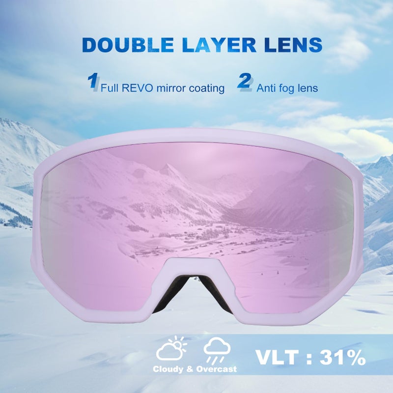 EXP VISION Ski/Snowboard Goggles, Anti-Fog Snow Goggles for Men & Women - Perfect for Skiing, Snowboarding & Winter Sports - Image 2