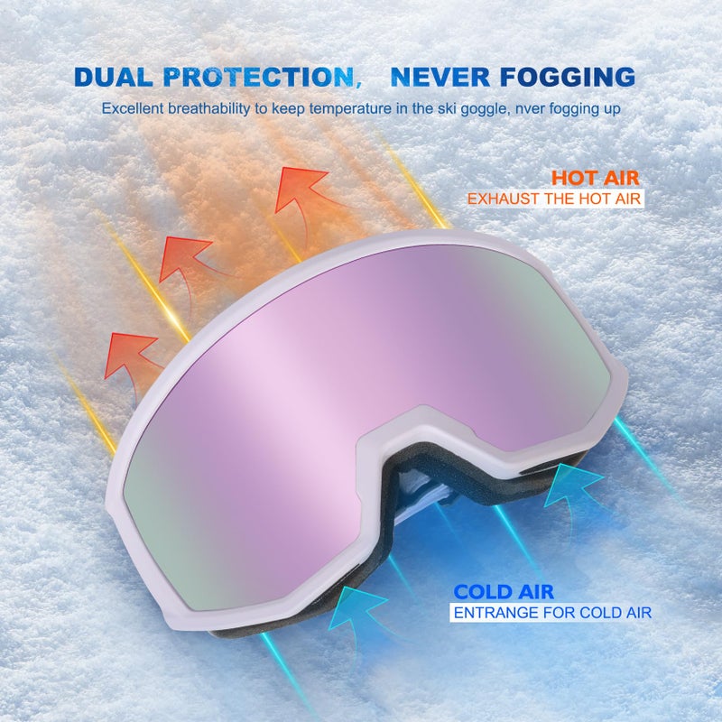 EXP VISION Ski/Snowboard Goggles, Anti-Fog Snow Goggles for Men & Women - Perfect for Skiing, Snowboarding & Winter Sports - Image 4