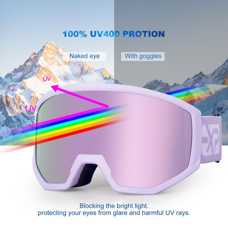 EXP VISION Ski/Snowboard Goggles, Anti-Fog Snow Goggles for Men & Women - Perfect for Skiing, Snowboarding & Winter Sports - Image 3