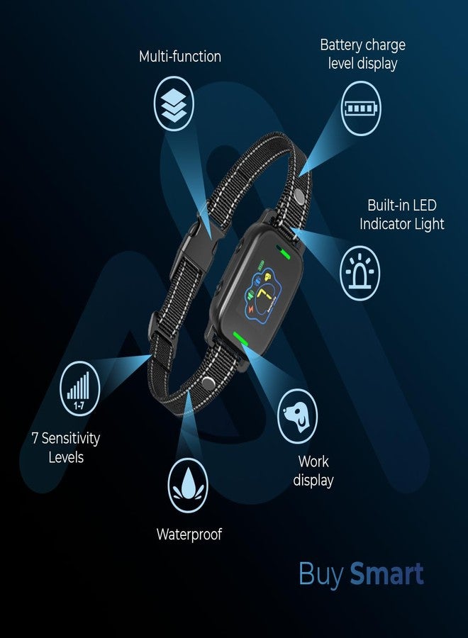 AutoSky Pets Smart Anti-Barking Collar - Training Collar with 5 Adjustable Sensitivity Beep Vibration Shock, Bark Collar for Large Medium Small Dogs (Black) - Image 5