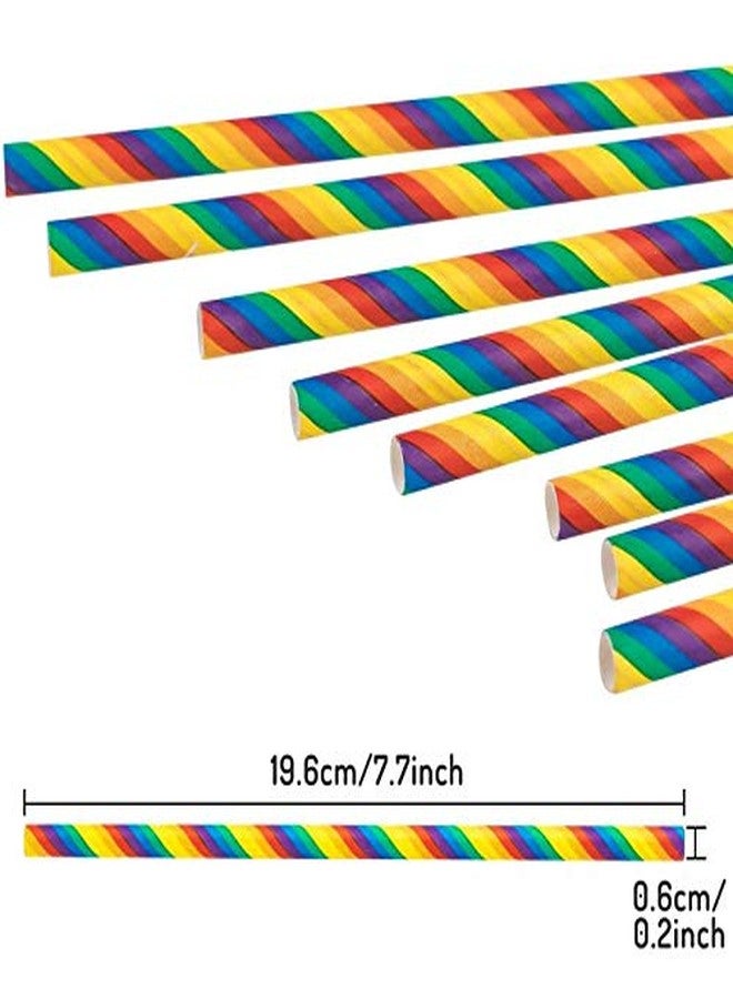 Shuiniba Biodegradable Striped Paper Straws,Paper Drinking Straws for Party, Events and Crafts,Baby Shower Decorations 7.75 Inches,100 Packs - Rainbow Color - Image 3