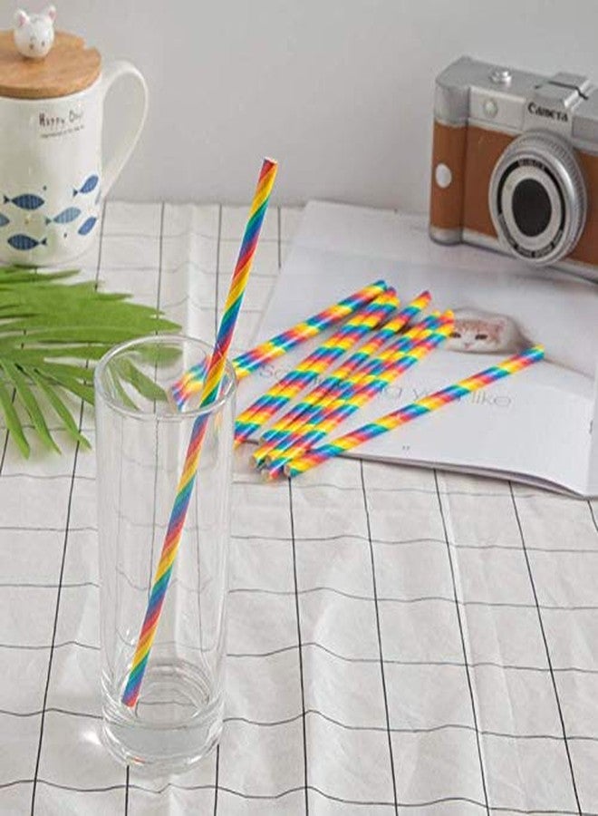 Shuiniba Biodegradable Striped Paper Straws,Paper Drinking Straws for Party, Events and Crafts,Baby Shower Decorations 7.75 Inches,100 Packs - Rainbow Color - Image 5
