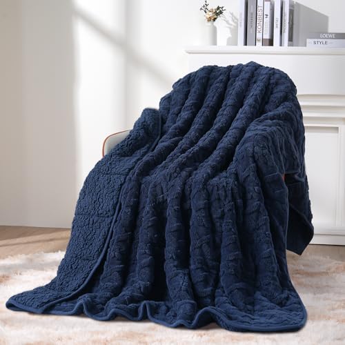 Topblan Weighted Blanket for Adults, 48" x 72" 15lbs, Soft Sherpa Twin Size Heavy Blanket with 3D Jacquard Flannel Fleece Weighted Blankets for Couch and Bed - Image 2