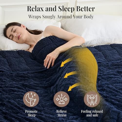Topblan Weighted Blanket for Adults, 48" x 72" 15lbs, Soft Sherpa Twin Size Heavy Blanket with 3D Jacquard Flannel Fleece Weighted Blankets for Couch and Bed - Image 5