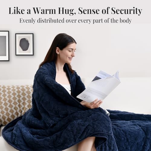 Topblan Weighted Blanket for Adults, 48" x 72" 15lbs, Soft Sherpa Twin Size Heavy Blanket with 3D Jacquard Flannel Fleece Weighted Blankets for Couch and Bed - Image 4