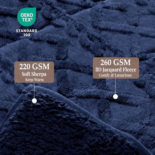 Topblan Weighted Blanket for Adults, 48" x 72" 15lbs, Soft Sherpa Twin Size Heavy Blanket with 3D Jacquard Flannel Fleece Weighted Blankets for Couch and Bed - Image 3