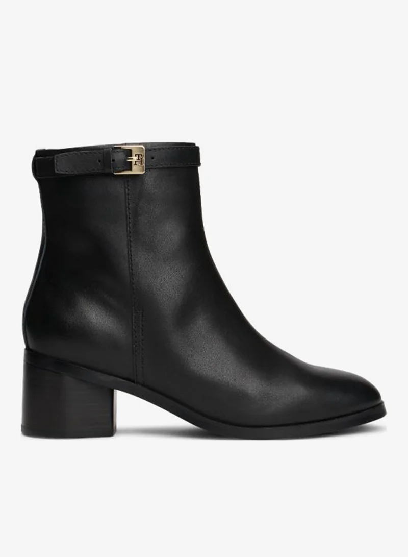 Buckle Riding Mid Heel Bootie
