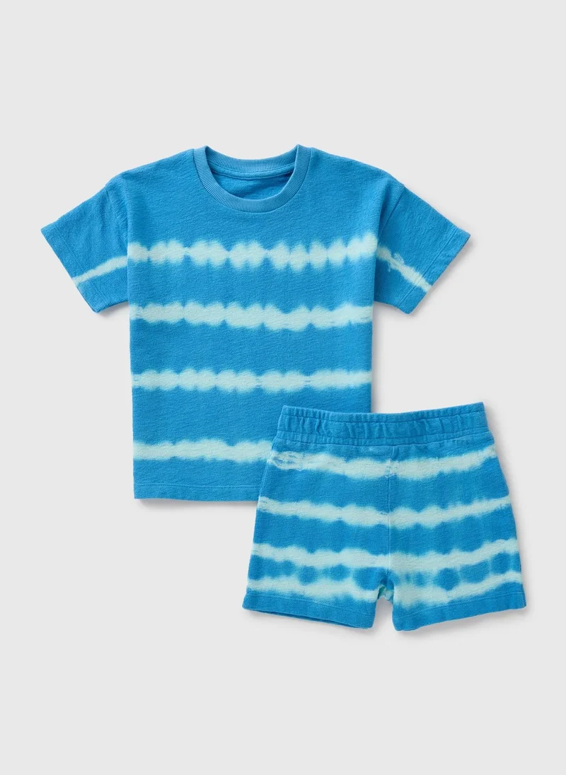 Matalan Boys Blue Tie Dye Top & Shorts Set