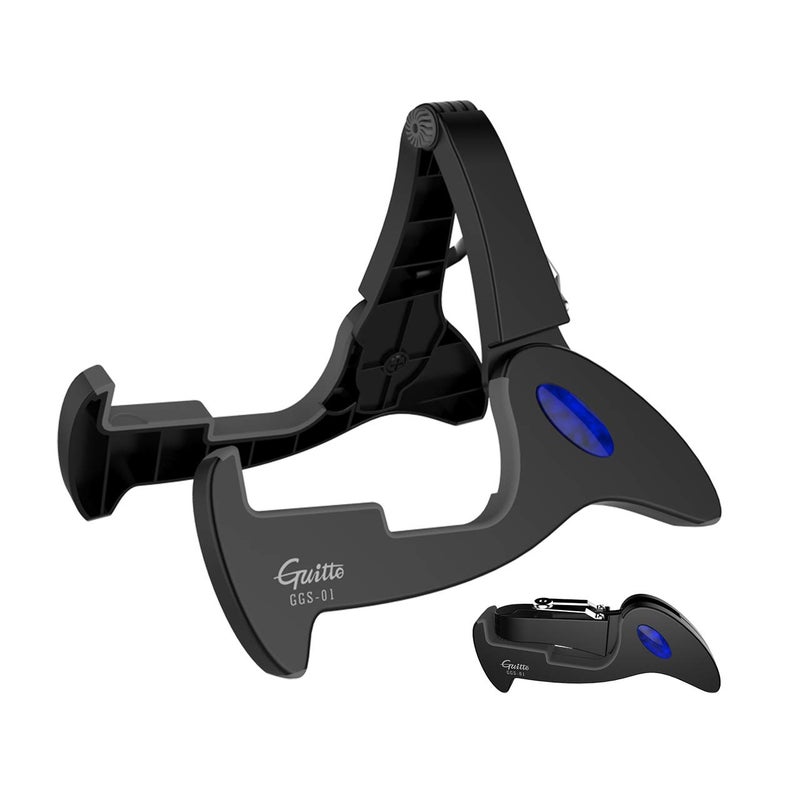 GUITTO Guitar Stand Tripod Adjustable Classic A-Frame Stand Universal for Acoustic and Bass Electric Guitars Folding Floor Travel Stand Small Single Holder (GGS-01) - Image 1