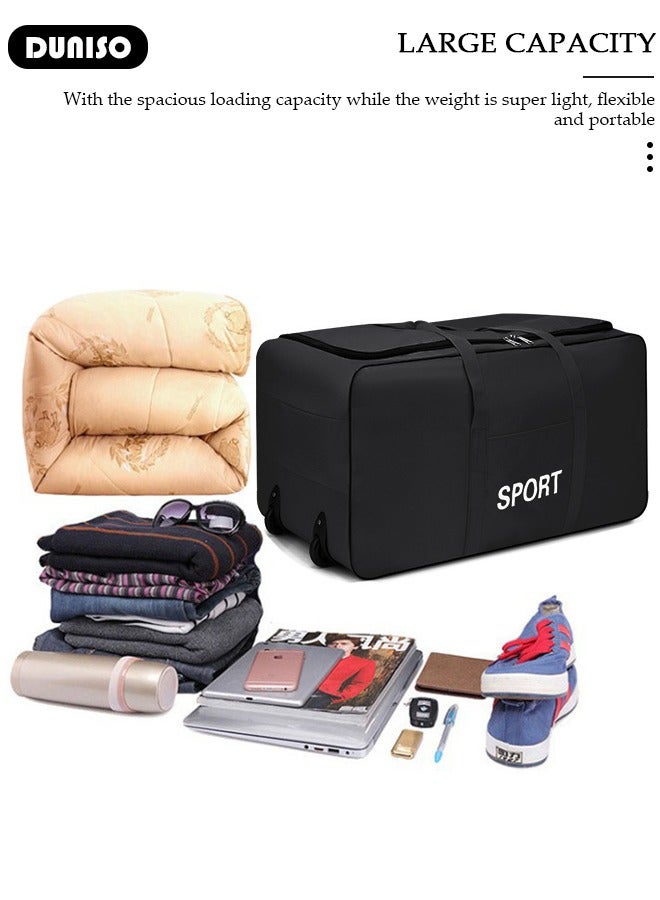 DUNISO Foldable Rolling Duffel Bag with 2 Wheels, Light Weight Travel Duffel bag with Large Loading Capacity, Inch Durable Travel Luggage Bag- Rugged, Collapsible Carry On Luggage Bag for Travel Camping Sports - Image 5