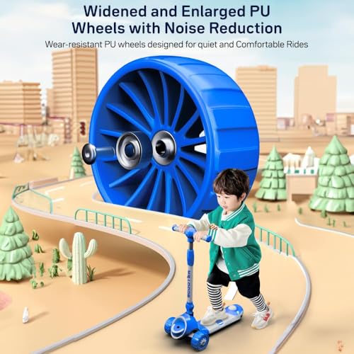 StarAndDaisy Scooter for Kids 3-12 Year Boys & Girls / 3 Wheel Skate Scooter with PU Led Wheels, 4 Gear Height Adjustment, Foldable Design to Easy Store, Up to 70 Kg Weight Support (Blue) - Image 3