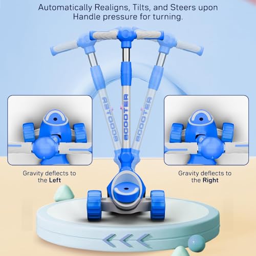 StarAndDaisy Scooter for Kids 3-12 Year Boys & Girls / 3 Wheel Skate Scooter with PU Led Wheels, 4 Gear Height Adjustment, Foldable Design to Easy Store, Up to 70 Kg Weight Support (Blue) - Image 2