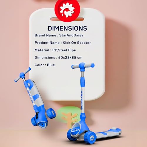 StarAndDaisy Scooter for Kids 3-12 Year Boys & Girls / 3 Wheel Skate Scooter with PU Led Wheels, 4 Gear Height Adjustment, Foldable Design to Easy Store, Up to 70 Kg Weight Support (Blue) - Image 5