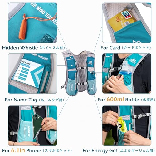 TRIWONDER Running Hydration Vest Water Pack Backpack for Women Men Pink 5L Runner Trail Race Marathon Cycling Jogging Hiking (Rose Red - with 1.5L Water Bladder) - Image 3