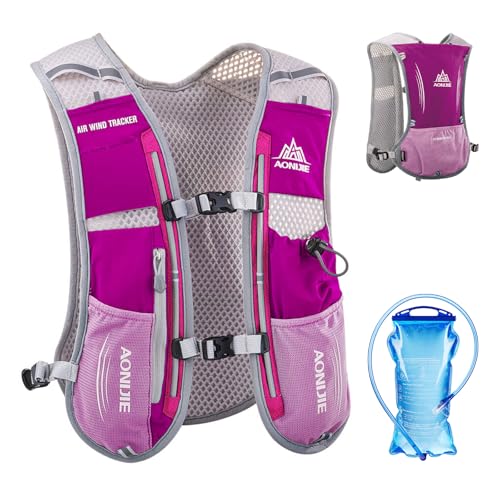 TRIWONDER Running Hydration Vest Water Pack Backpack for Women Men Pink 5L Runner Trail Race Marathon Cycling Jogging Hiking (Rose Red - with 1.5L Water Bladder) - Image 1