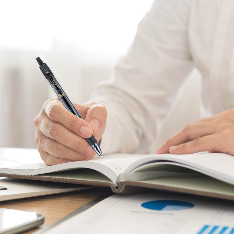 PILOT قلم حبر جل قابل للسحب من بايلوت G2 07 أسود رفيع 0.7 مم رأس قلم 0.39 مم عرض الخط قابل لإعادة التعبئة BL-G2-7 (6) - Image 2