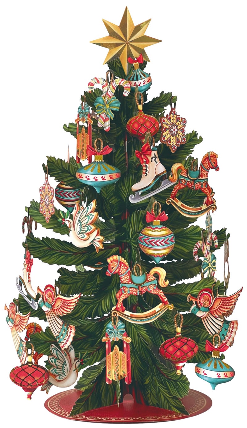 Freshcut Paper Pop Up Christmas Cards Christmas Tree 15 Inch Life Sized 3D Popup Greeting Card Holiday Card Thank You Gifts Blank Notecard Envelope