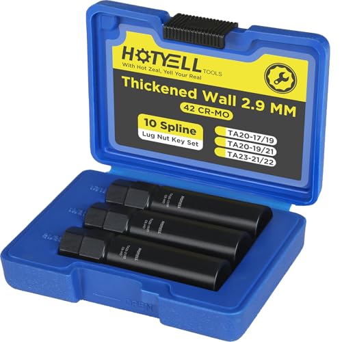 HOTYELL 10 Spline Lug Nut Key, Thicker Wall 10-Spline Lug Nut Socket Set, Break-Resistant Wheel Lugnut Removal Tool for Aftermarket Locking Lug Nuts, Compatible with Bimecc Lug Nuts (3 Piece Set) - Image 1