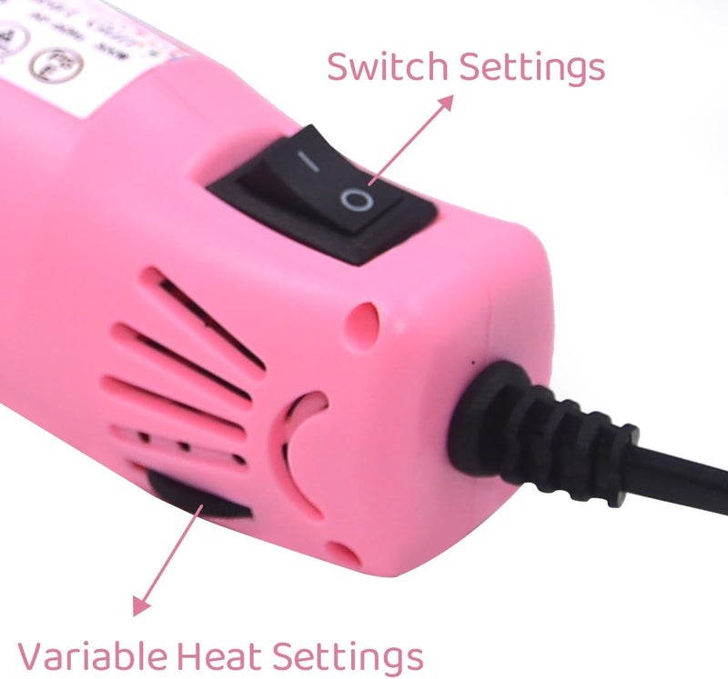 MOFA Resin Heat gun,6.6ft Cable 300W Hot Air Gun for Crafting,Acrylic Paint Dryer Multi-Purpose Electric Heating Nozzle (Pink Temp Regulation) - Image 3