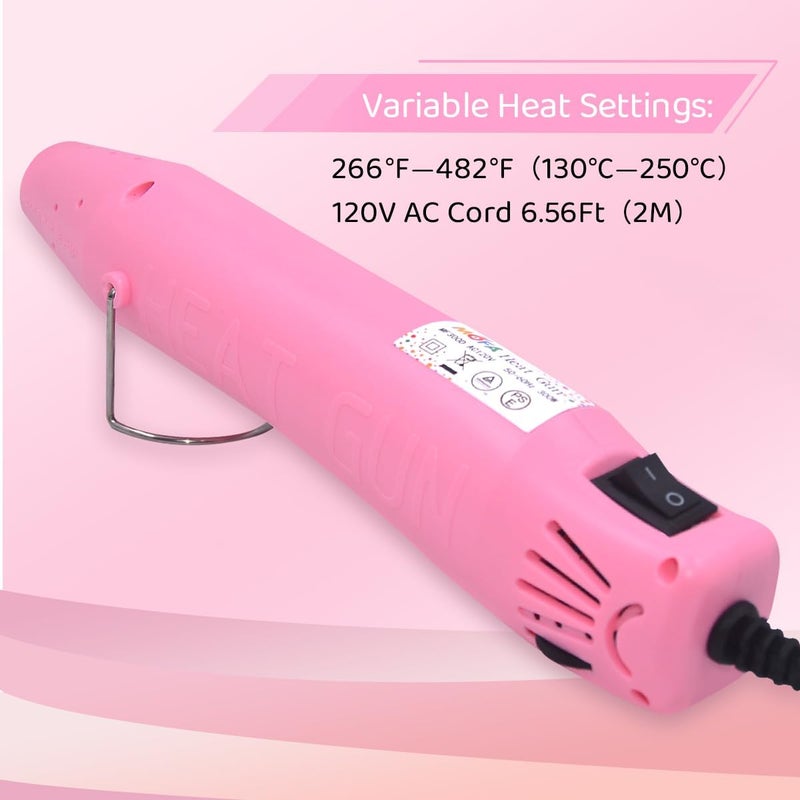 MOFA Resin Heat gun,6.6ft Cable 300W Hot Air Gun for Crafting,Acrylic Paint Dryer Multi-Purpose Electric Heating Nozzle (Pink Temp Regulation) - Image 2