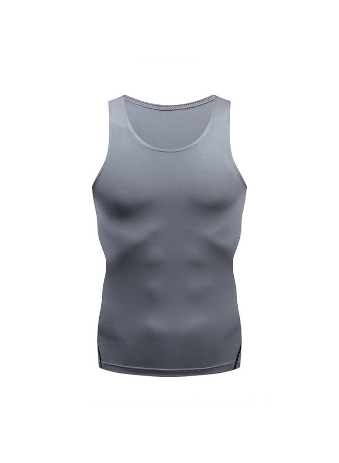 Men Sport Gym Tank Top Elastic Compression Sleeveless Shirts Man Quick Dry Running Singlet Training Fitness Vest Gym Clothing - Image 1