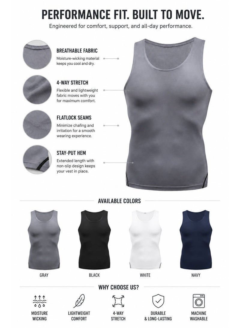 Men's Compression Tank Top Body Shaper Vest, Slim Fit Sleeveless Undershirt for Gym Workout and Daily Wear ﻿ - Image 4