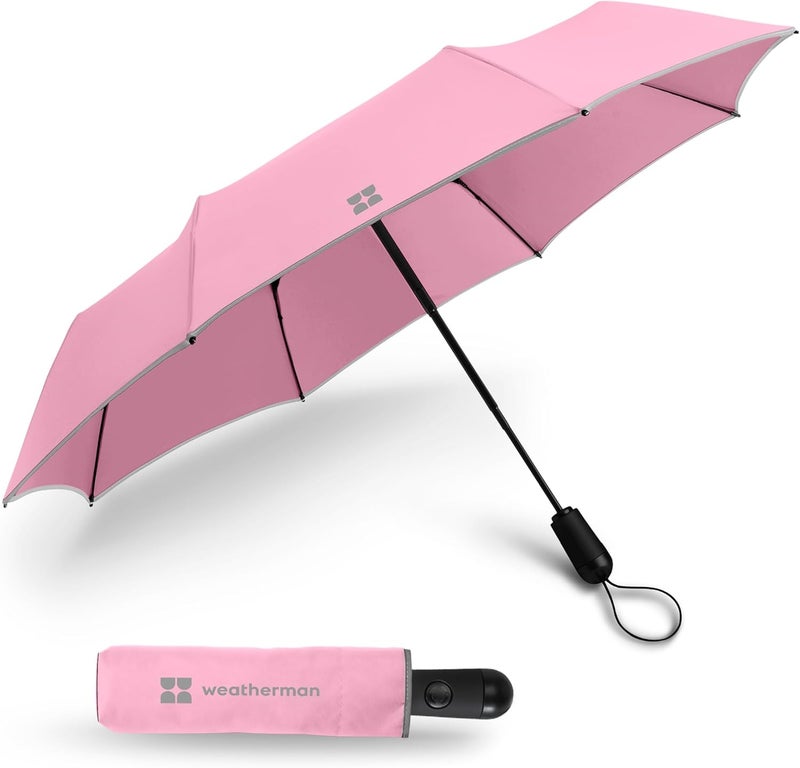 Weatherman Umbrella - Premium Small Compact Mini Umbrellas for Traveling - Windproof Umbrellaas Resists Up to 45 MPH Winds - Traveling Umbrellasa for Rain, Wind, Purse, Pocket, Backpack, Car - Portable Travel Umbrellas Easy Auto Open Close w/ Strong Fiberglass Frame - Image 1