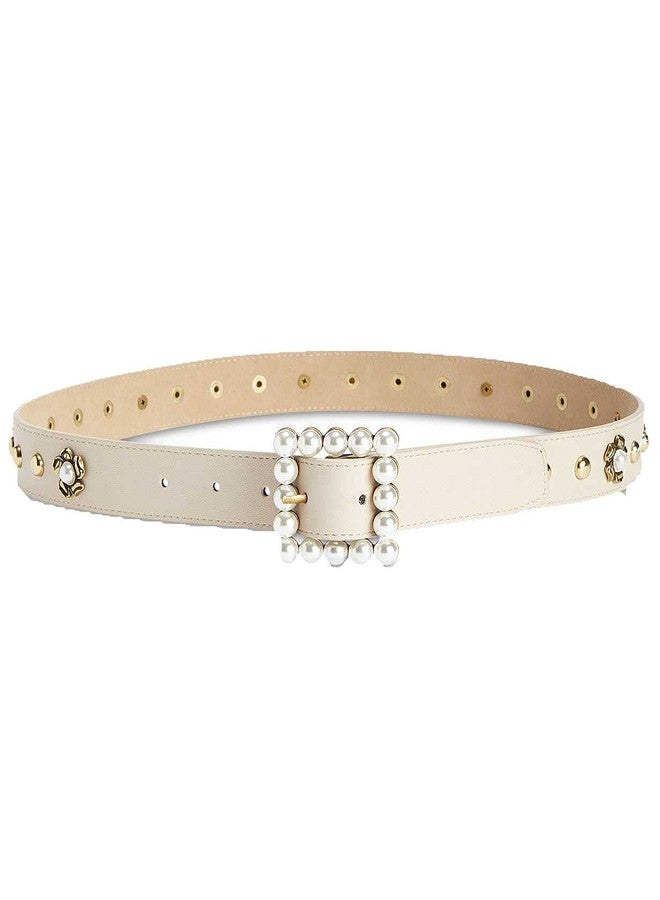 ستيف مادن حزام نسائي من ستيف مادن مزين باللؤلؤ الصناعي، لون طبيعي، مقاس كبير